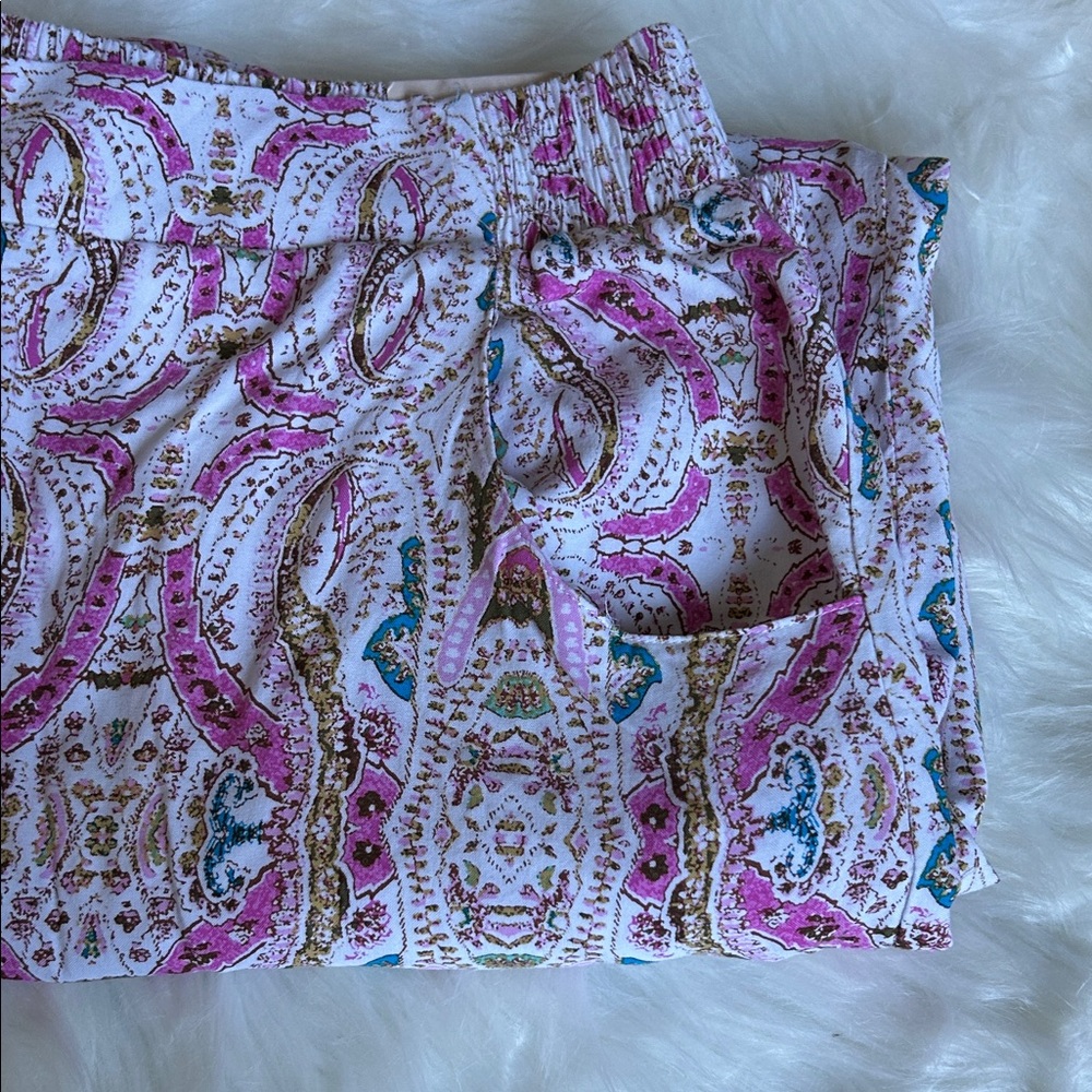 Lane Bryant Pink & White Patterned Wide Leg Pants NWT mid rise 20 w/28” inseam - Picture 4 of 4